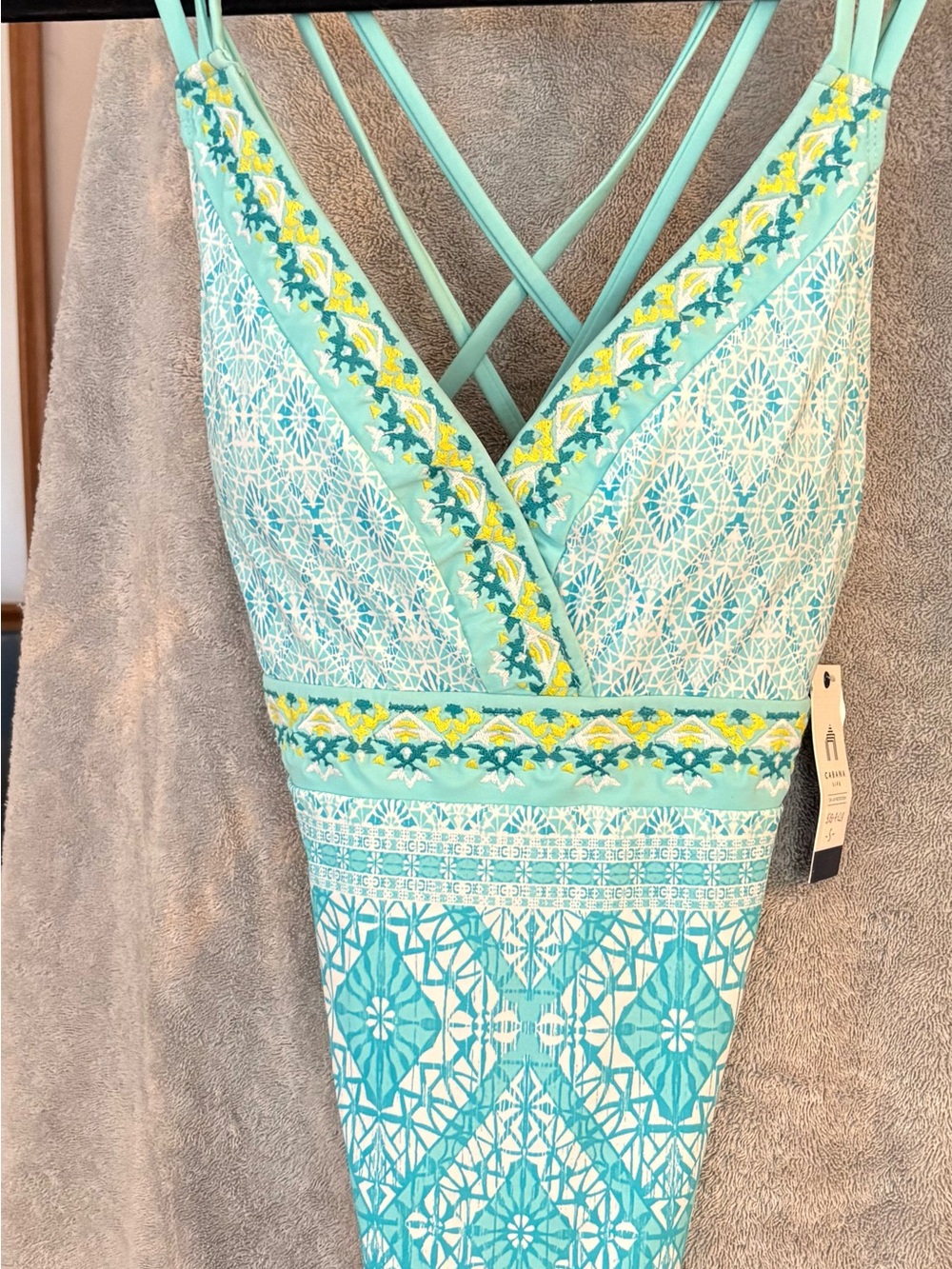 NWT Cabana Life Turquoise “Coastal Grandmother” Printed One-Piece Swimsuit